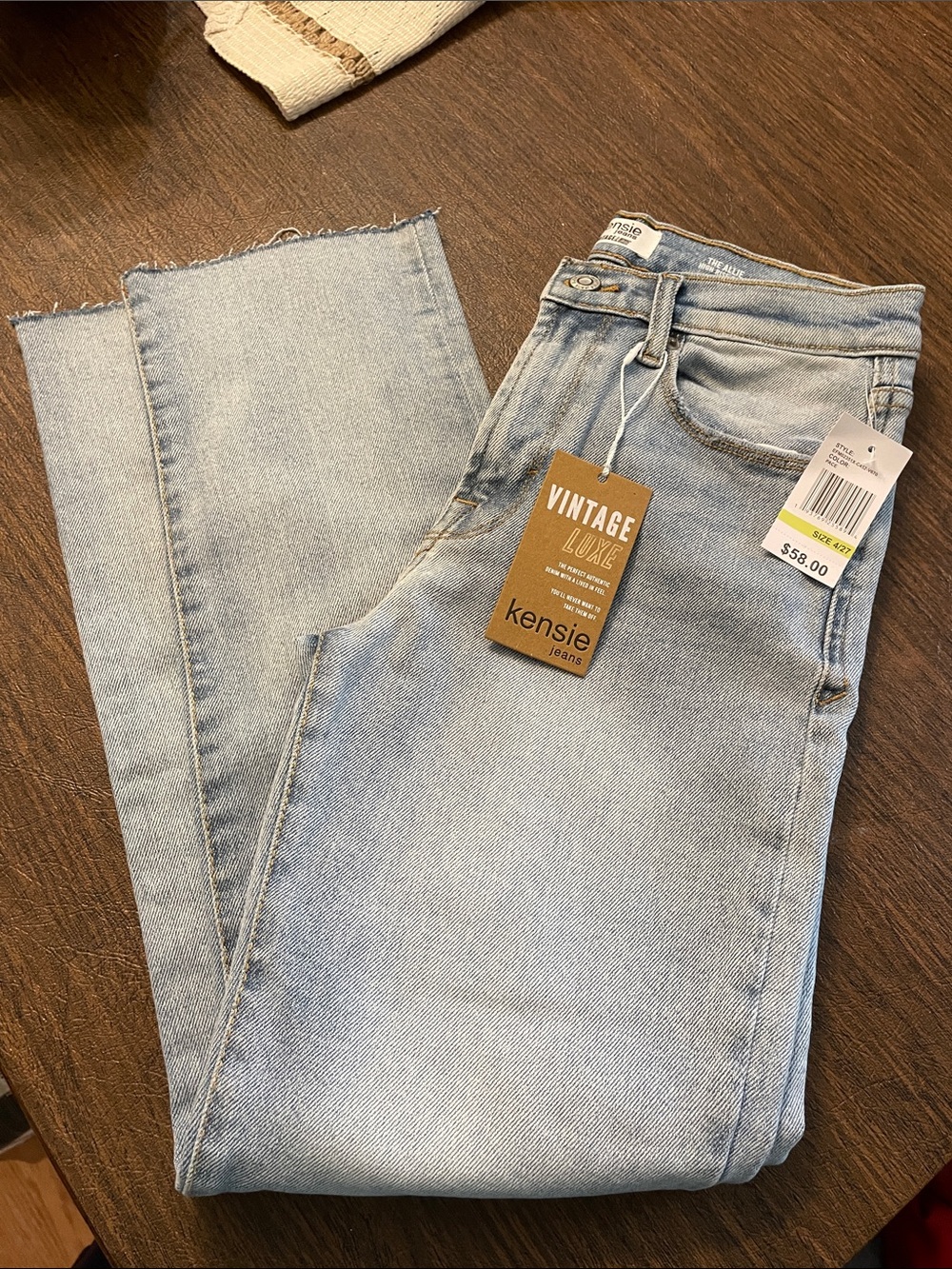 Kensie The Allie Light Blue High-Rise Straight Slim Jeans